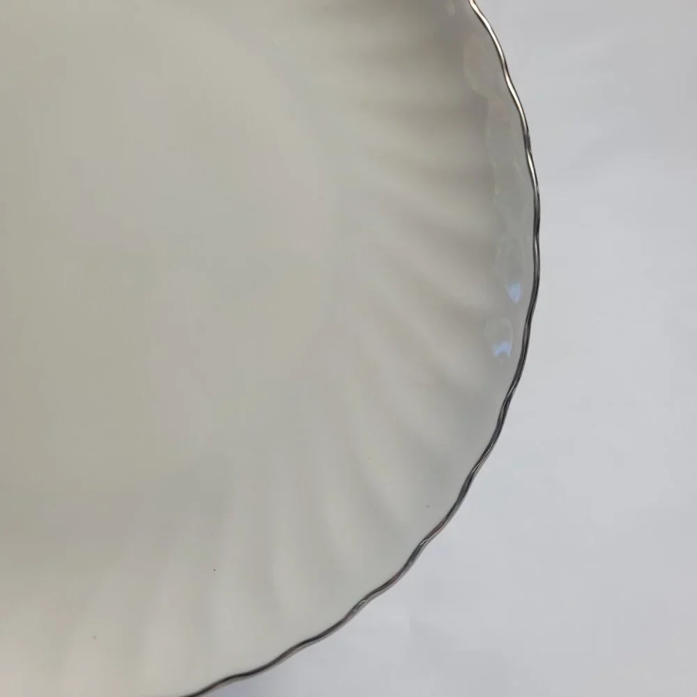 FOUR Syracuse China Wedding Ring Salad Plates White with Platinum Trim